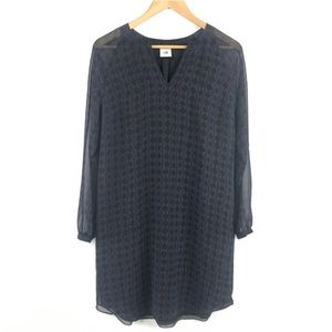 Cabi Harlequin Tunic Dress Diamond Print Size Small Navy & Blqck Long Sleeve